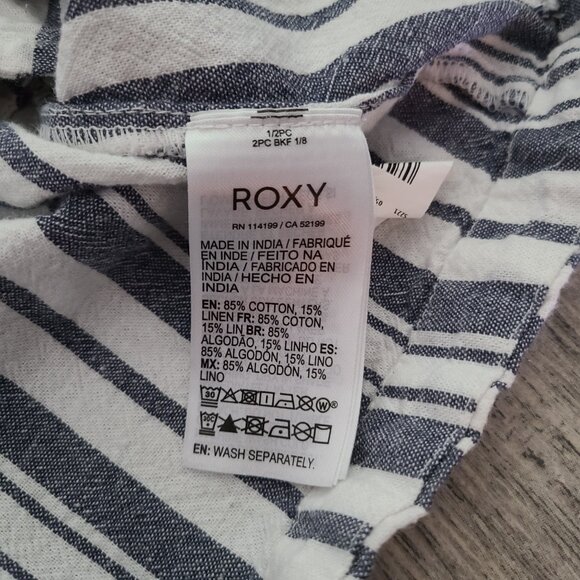 Roxy junior women's Grey/blue & White Striped Sleeveless Sundress – Size L - Picture 8 of 9